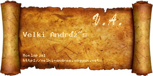 Velki András névjegykártya